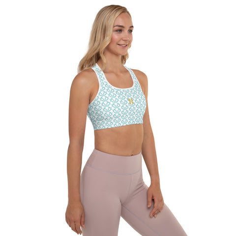 Padded Sports Bra Turquoise Butterfly